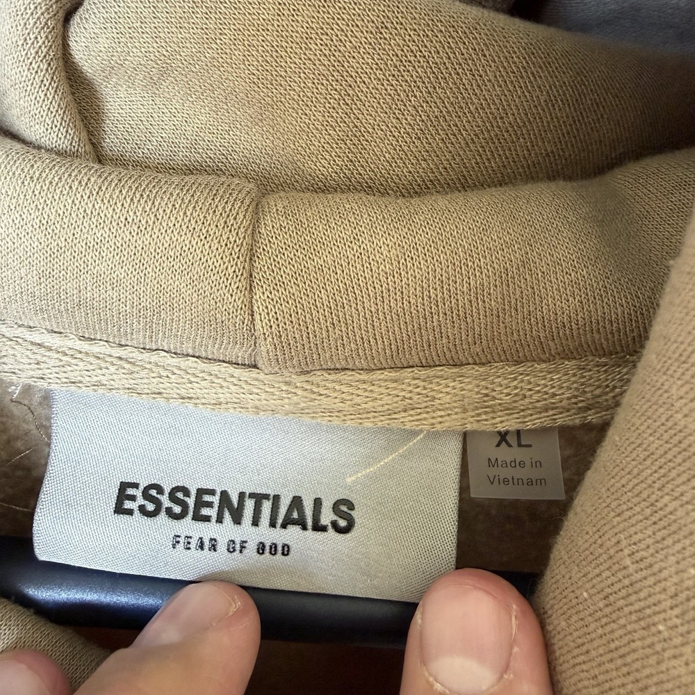 Fear of God Essentials Hoodie Beige Men's XL Premium Fleece Pullover - Picture 5 of 11